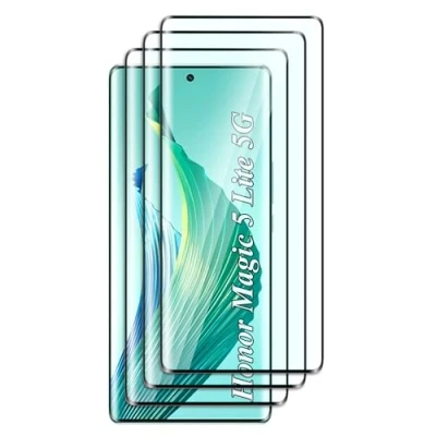 Afbeelding van FWKDWHPH [3 stuks]gehard glas beschermfolie voor Honor Magic 5 Lite 5G, 3D volle dekking,9H hardheid,krasbestendig,zonder luchtbellen,HD Display Protection