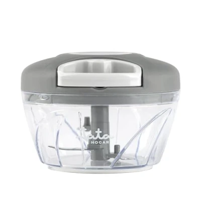 Afbeelding van JATA HOGAR HMAQ4557 Handmatige hakmolen met touw voor alle soorten levensmiddelen, 3 maaihoogtes, lemmet van roestvrij staal, inhoud 400 ml, BPA vrij