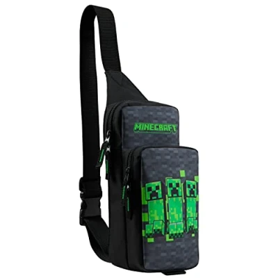 Afbeelding van MINECRAFT Tas voor kinderen, heuptas, schouderriem, verstelbaar, reizen, sport, vrije tijd, gadgets, cadeaus gamers, Groen, Eén maat (Zwart/Groen)