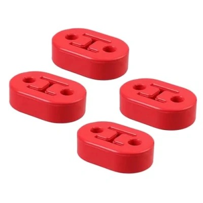 Afbeelding van Bohaner 4 STKS Universele Heavy Duty Rubber Uitlaat Mount Beugels Hangers Zwart 11mm 2Hole Rood