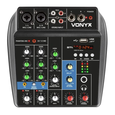 Afbeelding van Vonyx VMM100 4 kanaals mengpaneel met Bluetooth &amp; USB mp3 speler