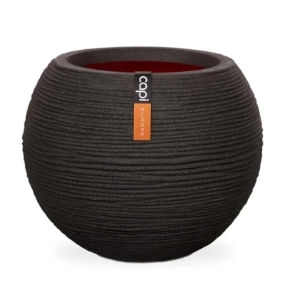Afbeelding van Bloempot Nature Rib bolvormig 40x32 cm zwart KBLR270