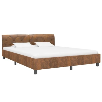 Afbeelding van Bedframe kunstsuède bruin 160x200 cm
