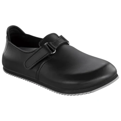 Afbeelding van Birkenstock 583186 38 smalle voetbed, superloop werkschoen LINZ natuurleer, zwart, maat smal voetbed.