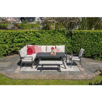 Afbeelding van Sergio Loungedining set 3 delig Links carbon black/desert sand Garden Impressions