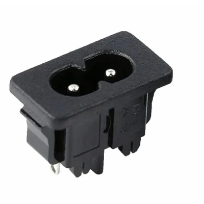 Afbeelding van Koudapparaatconnector C8 bus met snap in inbouw, belastbaarheid tot 250V/2A, afmetingen opening ca. 23,5x12,2mm, frameafmetingen 28x16mm, inbouwdiepte 19mm
