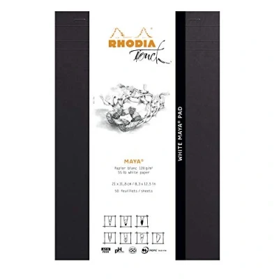 Afbeelding van RHODIA Touch 116104C Block White Maya Pad A4+ 50 vellen Clairefontaine papier uni wit 120 g/m2 voor kalligrafie en nauwkeurig tekenen met potlood, liner, veer