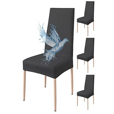 Afbeelding van Stoelhoezen Met Rugleuning 4 Stuks Elastisch, Waterdicht, Universele Maat, Moderne Eetkamerstoelhoezen, Wasbaar Afneembaar Zwart