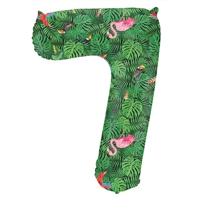 Afbeelding van Folat Folieballon Cijfer 7 Jungle Vibe 86 cm