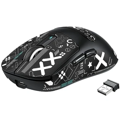 Afbeelding van VGN GAMEPOWER X3 SUPERLIGHT Draadloze Gaming Mouse, 49g Lichtgewicht Muis, 26,000DPI, PixArt PAW3395, Mouse Grip Tape, Tri modus (BT5.0/2.4G/Bedrade), PTFE voeten, 200 uur Batterij PC/Mac Zwart