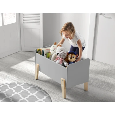 Afbeelding van LUCEVI Kiddy Speelkoffer Speelgoedkist Hout Grijs 80x39x48cm