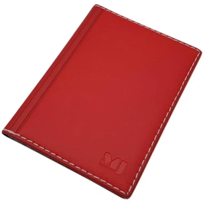 Afbeelding van myledershop Elegant ID kaarthoes/creditcardhouder met contrasterende naad 4 vakken MJ Design Germany Made in EU Designs, 1/rood, Eén maat, kaartvak