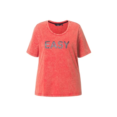 Afbeelding van Ulla Popken EASY Short Sleeve Graphic TEE Tshirt print, Dames, Maat: 42/44, Light red