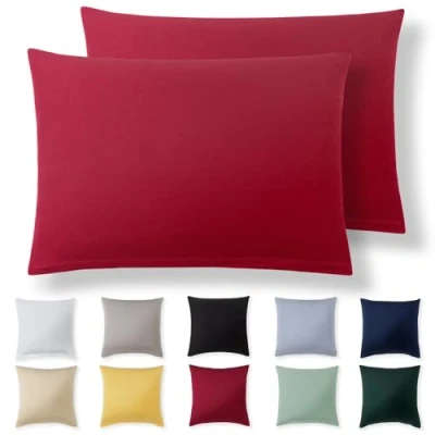 Afbeelding van Alreya kussensloop 40 x 60 cm (set van 2) rood 100% jersey katoen voor kussen cm, hoofdkussenslopen, superzachte kussenslopen, met ritssluiting