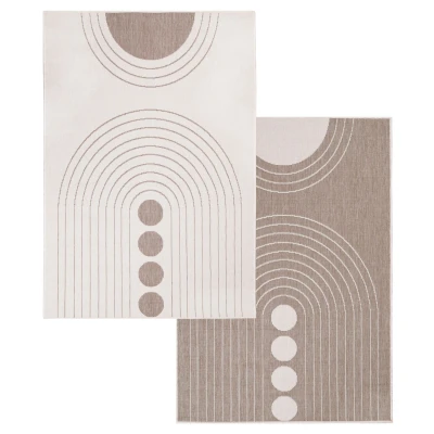 Afbeelding van Duo Binnen en Buiten Vloerkleed Dubbelzijdig Outdoor Laagpolig Tapijt Creme Beige 120x170 cm Rechthoek Polypropyleen Tapijtenloods