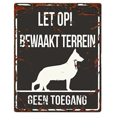 Afbeelding van D&amp;d Home Waakbord Hond Warning Sign Square German S. N 20x25cm Zwart 1st