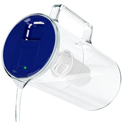 Afbeelding van Wessper Waterfilterkan met Filterwisselteller, 3 Liter, Kan Filters, BPA FREE Drink Waterfilterpatronen, Glazen Filterkan Actief Koolstof Filter, Blauw