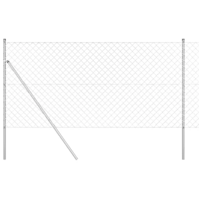 Afbeelding van vidaXL Kettinglink hek met 7 Palen 1.4x10 m Gegalvaniseerd Staal