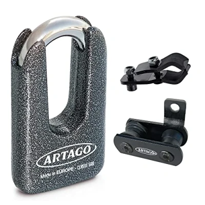 Afbeelding van Artago 69T4 Pack Remschijfslot Hoge Beveiliging + Houder voor Honda CRF 1000L Africa Twin, Gehomologeerd SRA, Sold Secure Gold, ART4