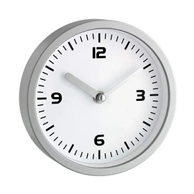 Afbeelding van TFA Dostmann analoge badkamerklok , 60.3012, kwartsklok, analoog werk, met 4 grote zuignappen, deksel uit glas, zilver, (L) 163 x (B) 52 (94) (H) mm