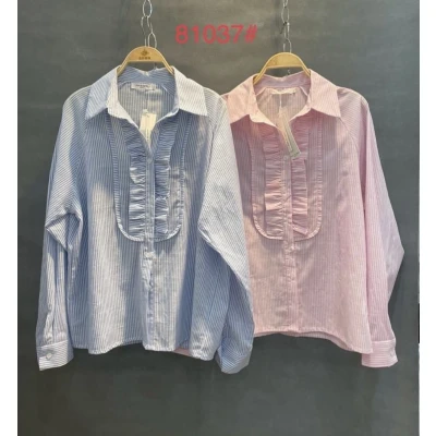 Afbeelding van Hill Fashion Blouse Camila Blauw/wit gestreept Maat M/L