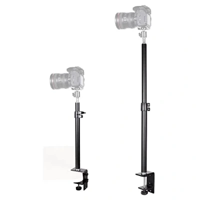 Afbeelding van TronicXL Klemstatief, telescopische houder voor camera, tafelstatief, lichtstatief met 1/4 inch kogelkop, verstelbare houder, tafelklem DSLR ringlicht, live streaming video