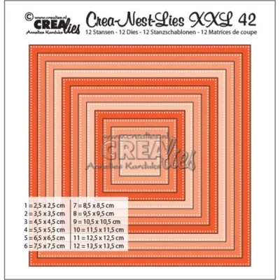 Afbeelding van Crealies Crea Nest Lies XXL Stansen No. 42 Vierkanten Met Stippen (CLNestXXL42)