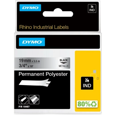 Afbeelding van Dymo 18487 (S0718200) Tape Zwart op metallic (19 mm)
