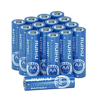 Afbeelding van RUIHU AA lithiumbatterijen, 16 stuks lithium ijzerbatterijen, 1,5 V, 3000 mAh, lange levensduur, batterijen voor flitslicht, speelgoed, afstandsbediening, niet oplaadbaar (lithium stuks)
