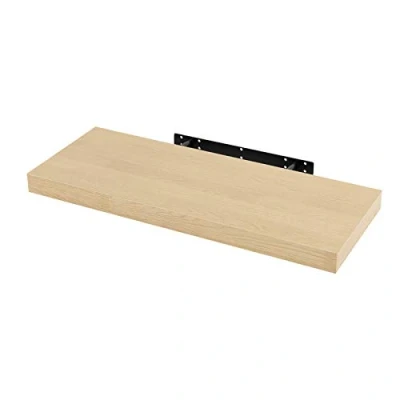 Afbeelding van WOLTU RG9318kei 1 Stuck Zwevende plank Wandrek CD rek in MDF,Kantoorplank Hangende 80x22.9x3.8cm,Geel Eiken