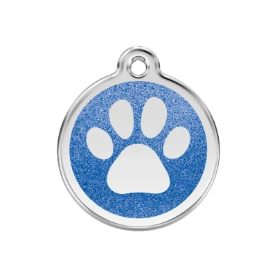 Afbeelding van Paw Print Navy glitter hondenpenning medium/gemiddeld dia. 3 cm RedDingo