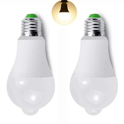 Afbeelding van FOLGEMIR 2 stuks LED lamp met bewegingsmelder warm wit, PIR sensor, 230 V, 12 W, E27, 1020 lumen, perfect voor trappen, garage, hal, binnenplaats, terras