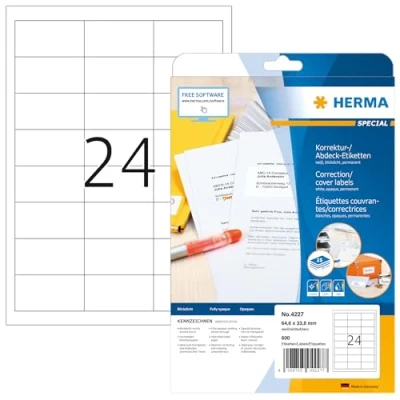 Afbeelding van HERMA Etiketten wit correctie/afdek 64.6x33.8 A4