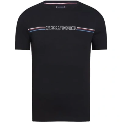 Afbeelding van Tommy Hilfiger Stripe Chest TEE Tshirt print, Heren, Maat: XS, Black