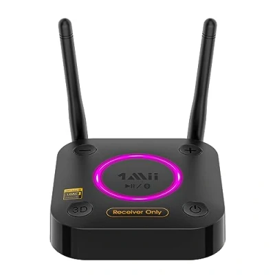 Afbeelding van 1Mii LDAC Bluetooth 5.2 ontvanger voor hi res audio, HiFi audio adapter met 3D Surround aptX HD Low Latency, groot bereik stereo installatie, optische coaxiale 3,5 mm RCA AUX