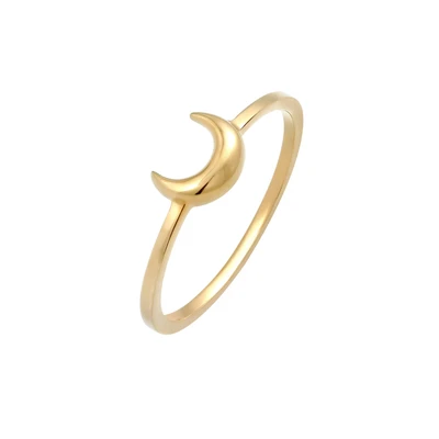 Afbeelding van Elli HALF MOON Astro Ring goldcoloured, Dames, Maat: 54, Gold coloured
