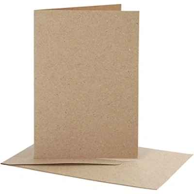 Afbeelding van Kaarten en enveloppen, afmeting kaart 10,5x15 cm, envelop 11,5x16,5 naturel, 10sets