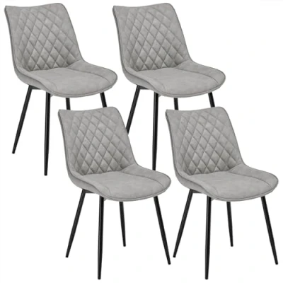 Afbeelding van WOLTU 4 eetkamerstoelen van kunstleer en metaal, woonkamerstoelen keukenstoelen grijs BH210gr