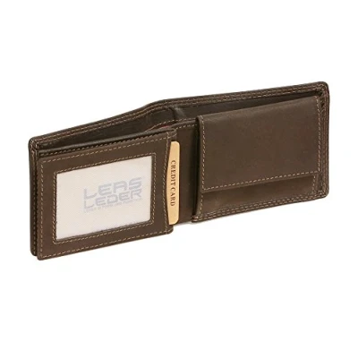 Afbeelding van LEAS MCL mini portemonnee met klep in liggend formaat echt leer, bruin Basic Vintage Collection