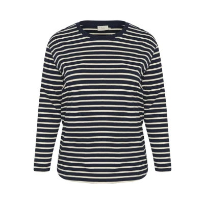 Afbeelding van Kaffe Curve Winni Longsleeve Midnight antique white, Dames, Maat: 54/56, white