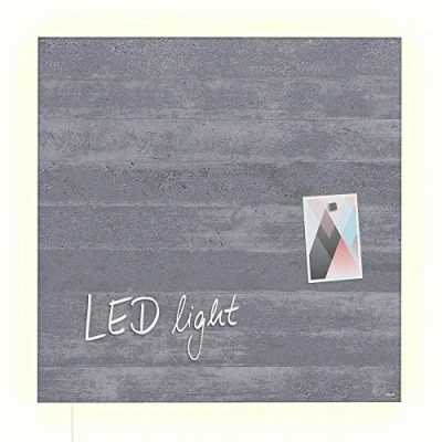 Afbeelding van Glasmagneetbord Sigel Artverum LED light 480x480x15 betondesign