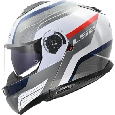 Afbeelding van LS2 FF908 Strobe II Monza Helm, wit rood blauw, afmeting XL voor man