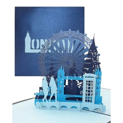 Afbeelding van 3D pop up kaart &quot;London Calling!&quot; vouwkaart Londen Streetlife &amp; Skyline, reisvoucher cadeaubon stedentrip