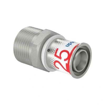Afbeelding van Uponor S Press Plus perskoppeling 1&quot; buitendraad x Ø25 puntstuk. Artikelnr: 1070508