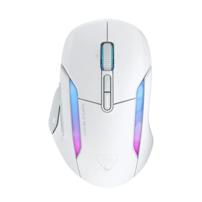 Afbeelding van Turtle Beach Kone II Air Draadloze Ergonomische RGB Gamingmuis, Batterijvermogen van 350h, Optische Sensor 26K DPI, 21 Aanpasbare Invoerfuncties, 4D Scrolwiel met Vrije Rotatie Arctic White