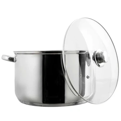 Afbeelding van COOK CONCEPT, KC0005, Metal stockpot with glass lid, capacity 10L, compatible all heat sources, ideal for soups and stews, elegant design, Silver finish, 10L