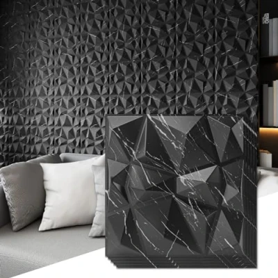 Afbeelding van Art3d A10315BM 3D Diamond Design Paneling voor Interieur, Woonkamer, TV Muur Achtergrond, Slaapkamer, Gaming Setup, 30 cm x cm, Zwart Marmer, 33 Pack