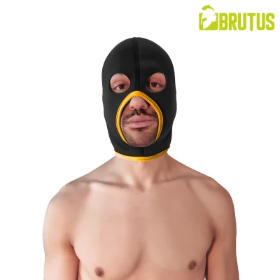 Afbeelding van Brutus Neoprene Face Fucker Hood Met Oogopeningen Zwart/Geel
