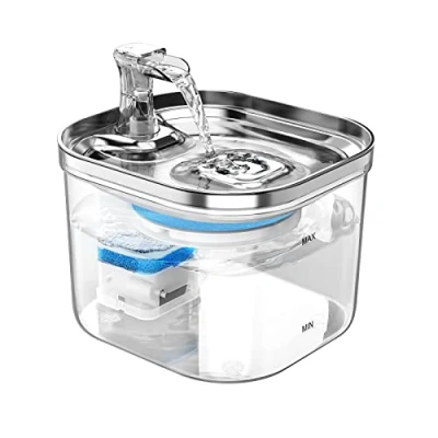 Afbeelding van Waterfontein voor katten met filter en pomp, stil, 2,0 l, Cha waterdispenser kleine honden, 3 waterstroommodi, gemakkelijk te reinigen.