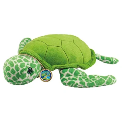 Afbeelding van EcoBuddiez Zeeschildpad van Deluxebase. Klein, zacht, pluchen speelgoed 20 cm gemaakt gerecycleerde plastic flessen. Schattig, eco vriendelijk knuffel geschenk voor kinderen en peuters.